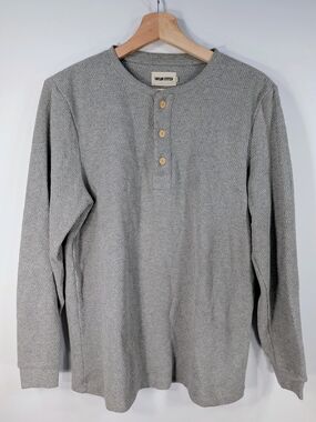 Taylor Stitch Heavy Bag Waffle Henley Grey Size 40